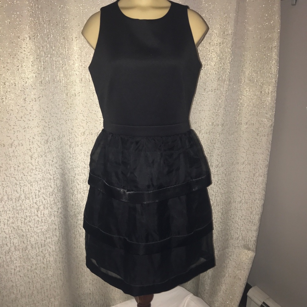 Taylor Girl's Tiered Black Sleeveless Dress Sz 8